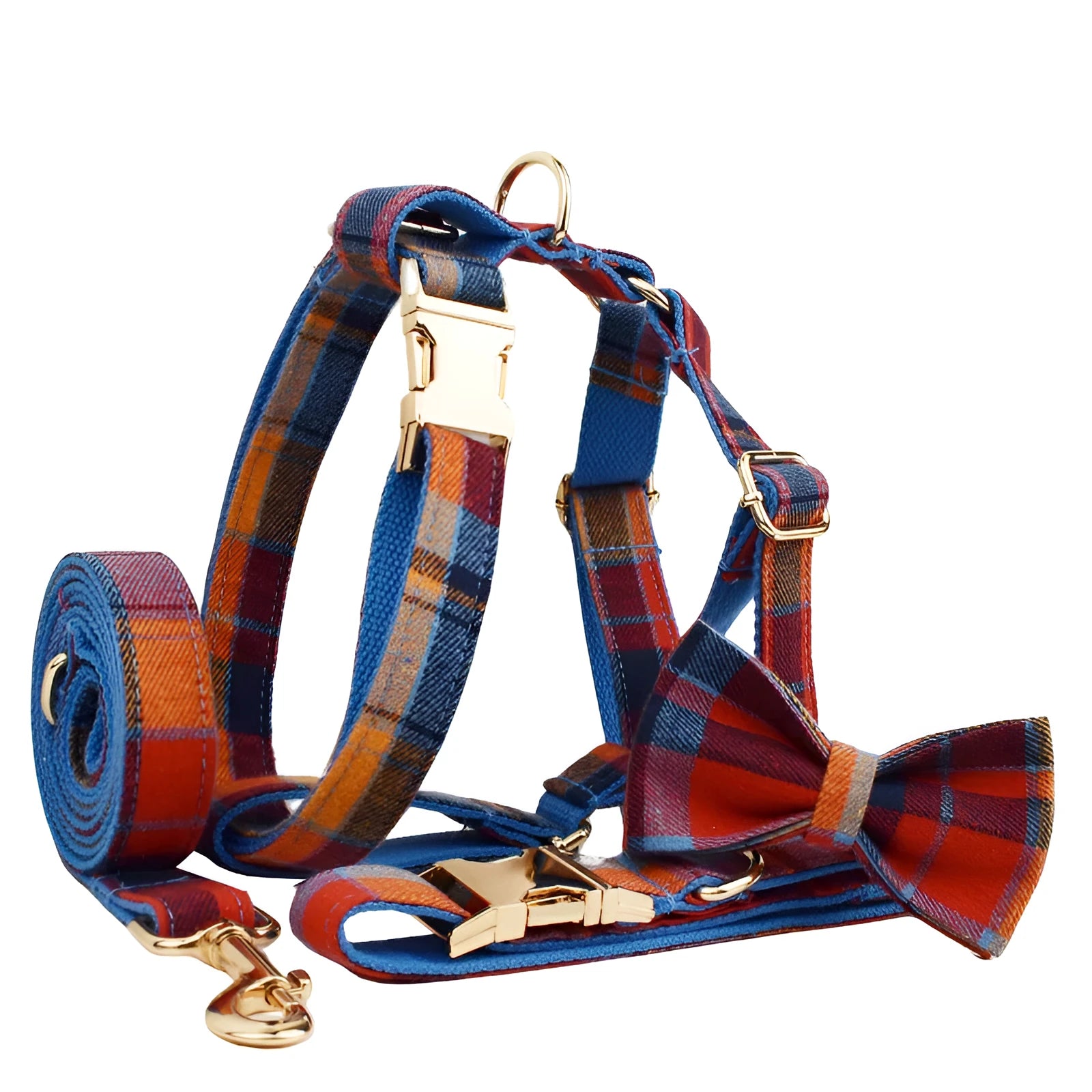 Fashion Bow Gentleman Pet Collar set with cloth collar, leash, bow, and vest for dogs