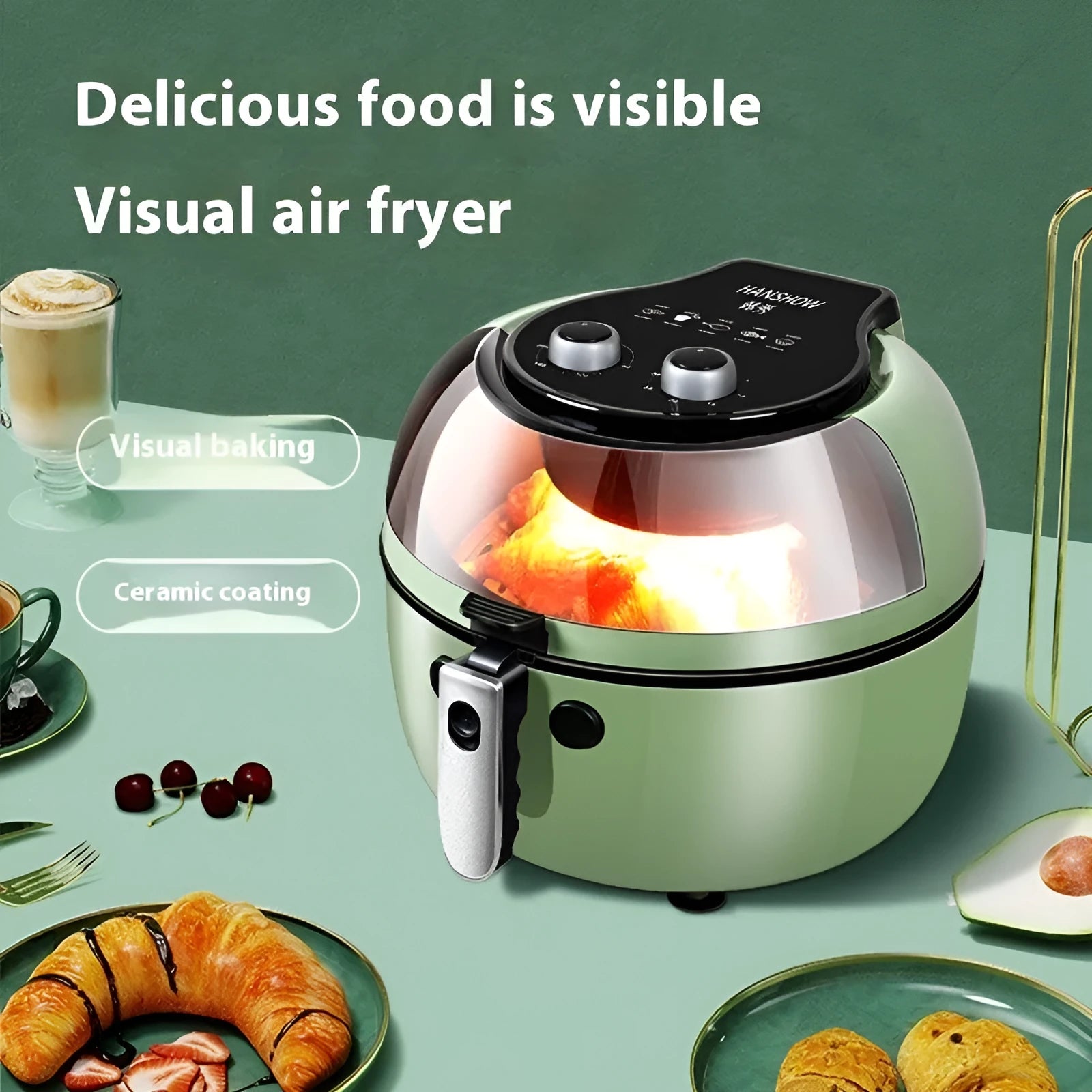 8-litre air fryer oven with viewing window and mechanical button controls