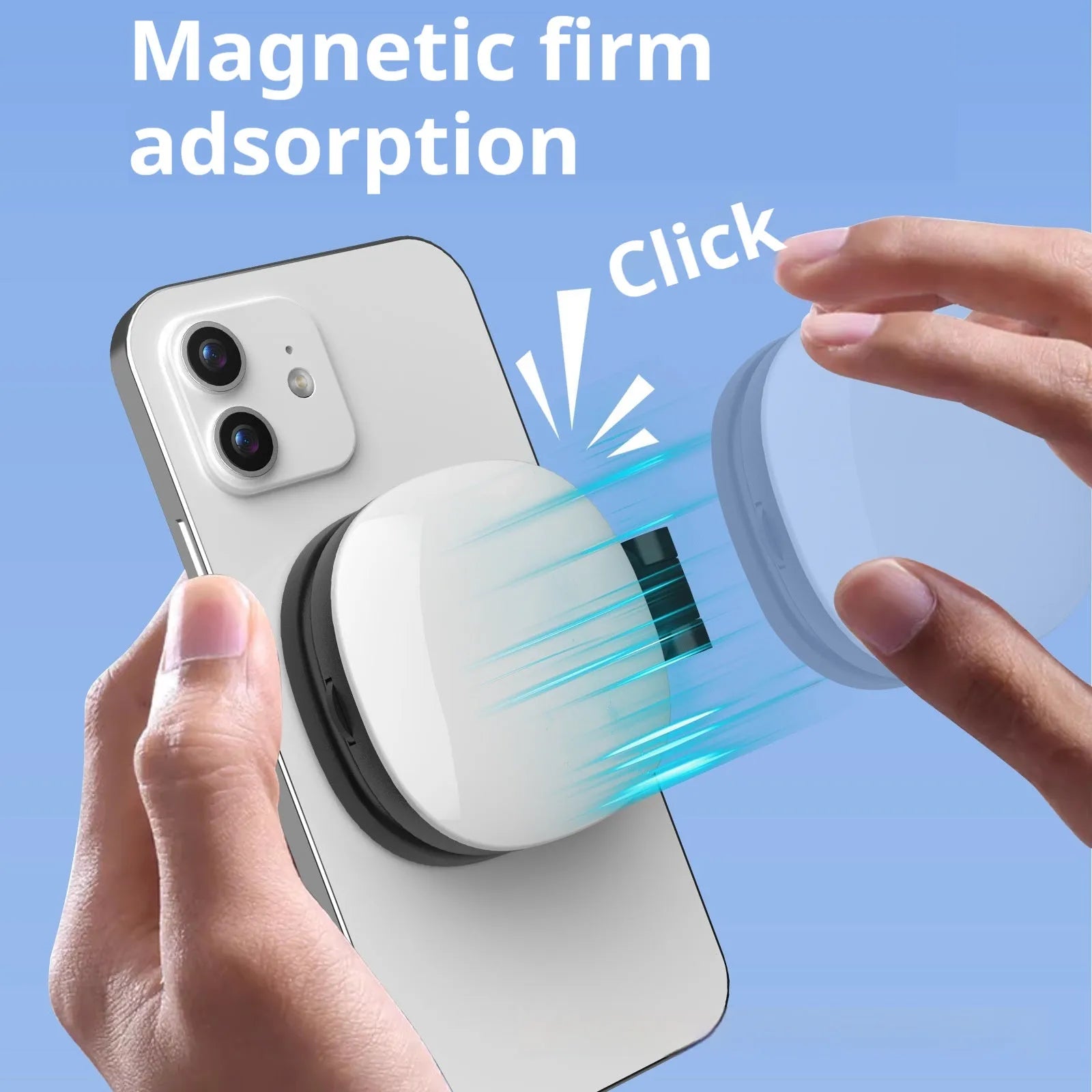 Black and white mini magnetic fill light with adjustable phone holder and three-colour LED lights