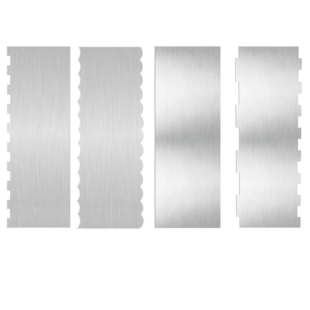 Stainless steel cream scraper with polygon pattern edge for cake decorating