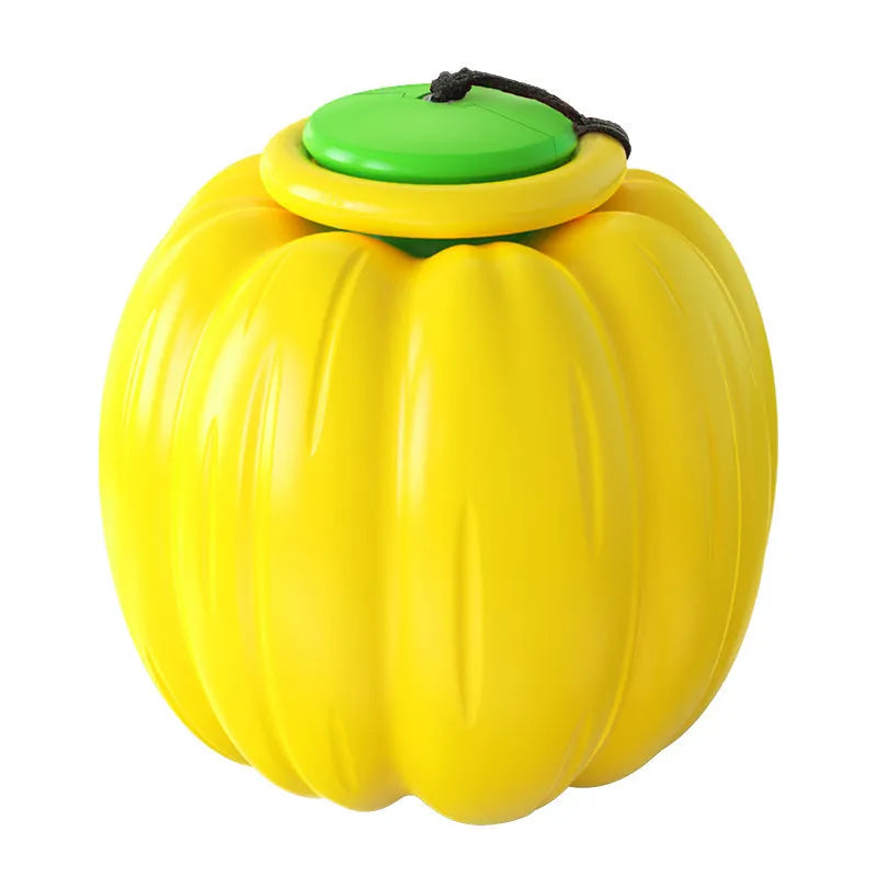 Pumpkin-shaped plastic dog chew toy with squeaker for small breed puppies