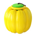 Pumpkin-shaped plastic dog chew toy with squeaker for small breed puppies