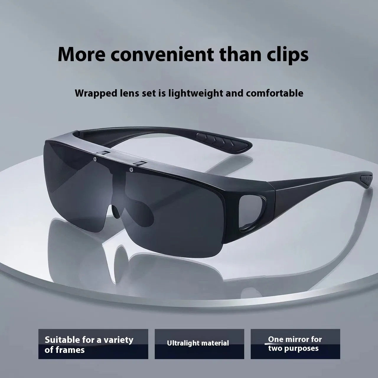 Polarised prescription sunglasses with one-piece lens construction for outdoor sports