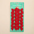 Red Christmas bow ornament made of polyester, 5 cm size, for tree or wreath decoration