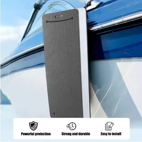 Blue and Grey EVA marine bumper fenders showing two size options for boat hull protection.