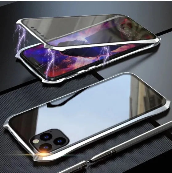 Magnetic king glass metal back cover for iPhone 11 Pro Max in black