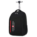 Black 18 inch nylon backpack trolley bag with letter pattern and shoulder strap for business travel