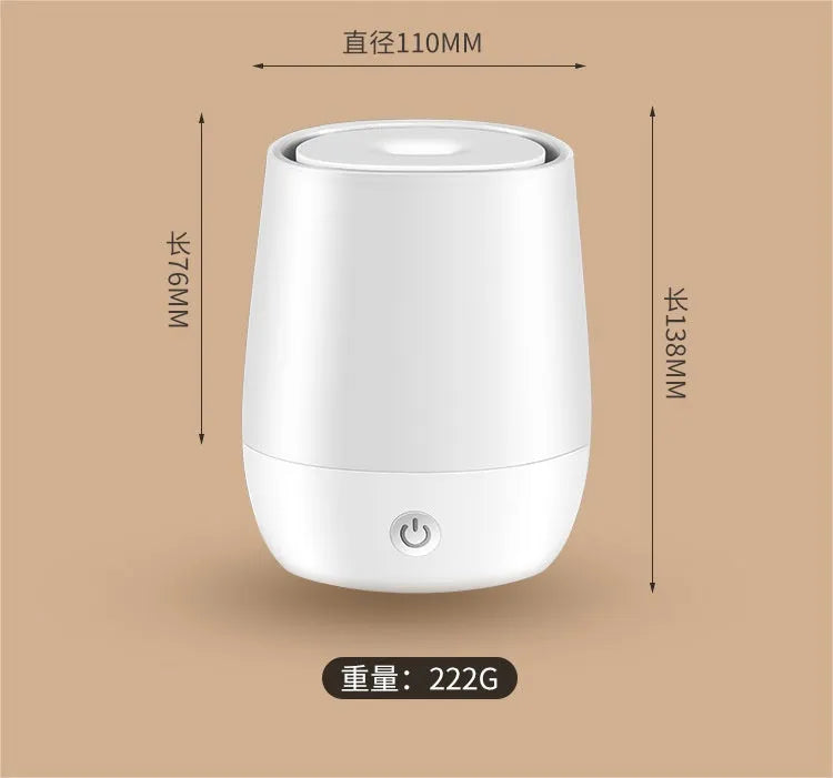 White USB aromatherapy diffuser with simulation flame effect and water tank