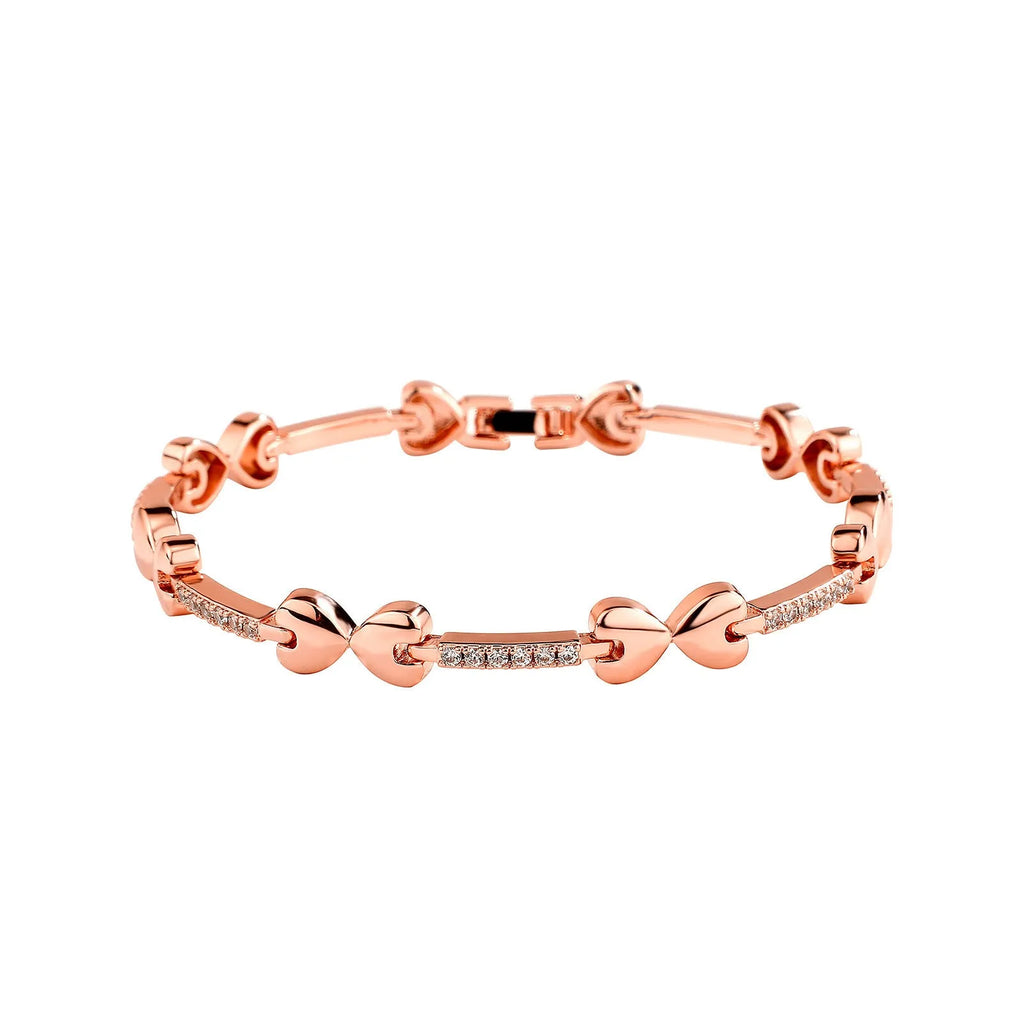 European hip hop bracelet tennis chain inlaid copper with box buckle in gold finish