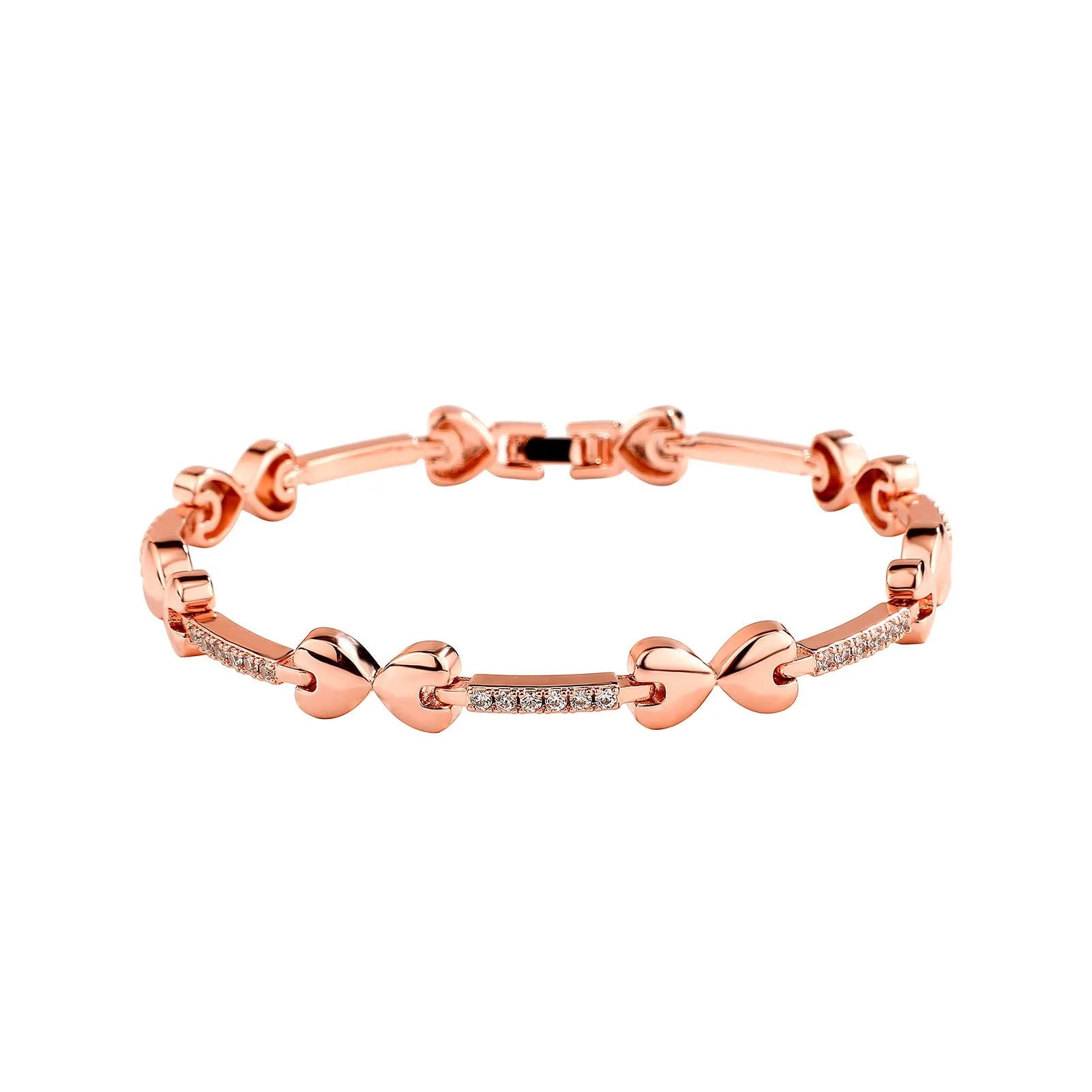 European hip hop bracelet tennis chain inlaid copper with box buckle in gold finish