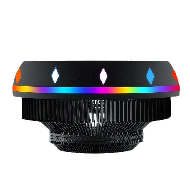 Silent RGB LED air CPU cooler with aluminium heatsink and two heat pipes for desktop computers