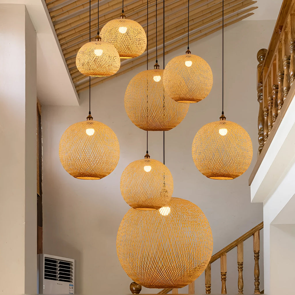 Zen Tea Room Pastoral Hall Chandelier ceiling light fitting with bulb, available in 20-55cm diameters for bedroom and leisure spaces