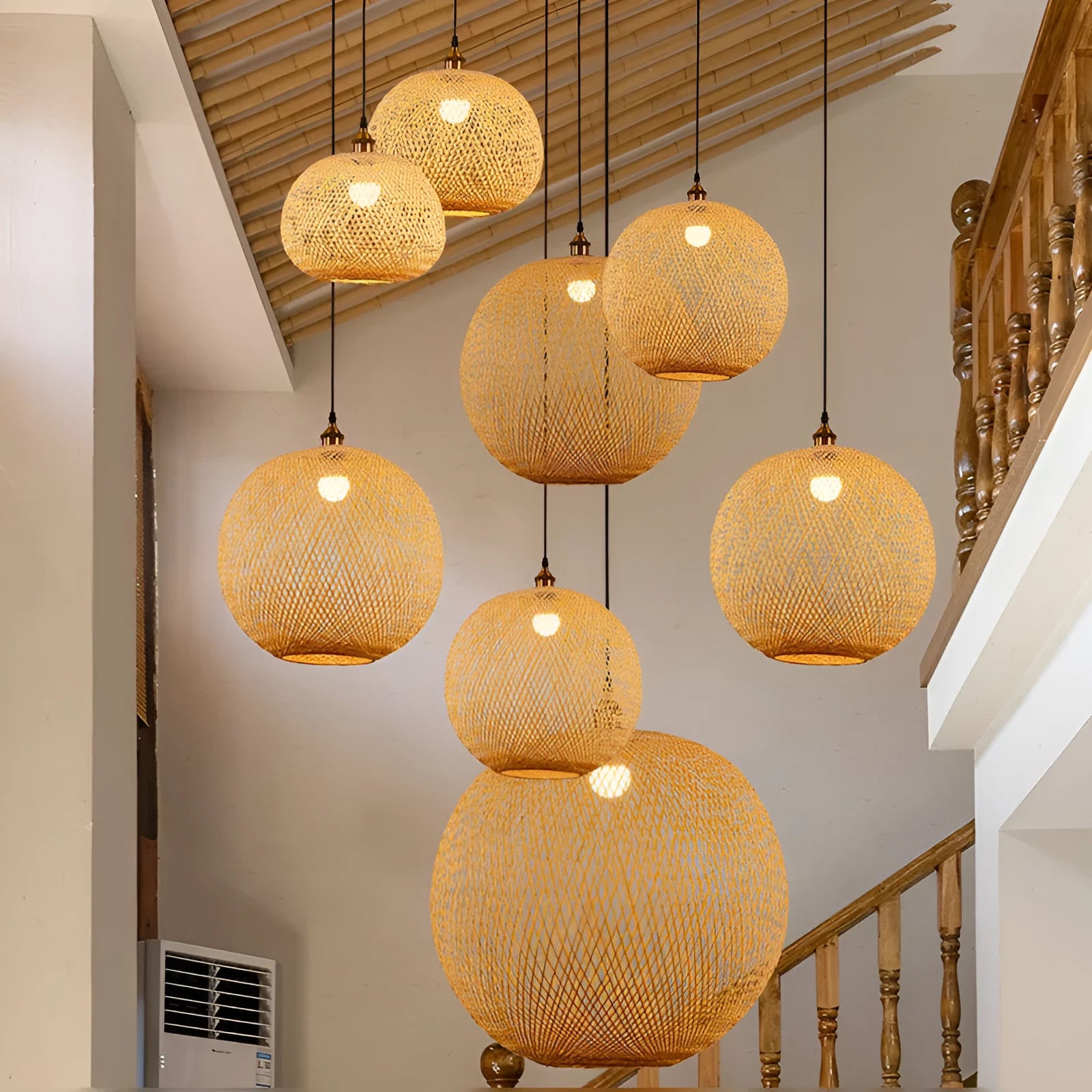 Zen Tea Room Pastoral Hall Chandelier ceiling light fitting with bulb, available in 20-55cm diameters for bedroom and leisure spaces