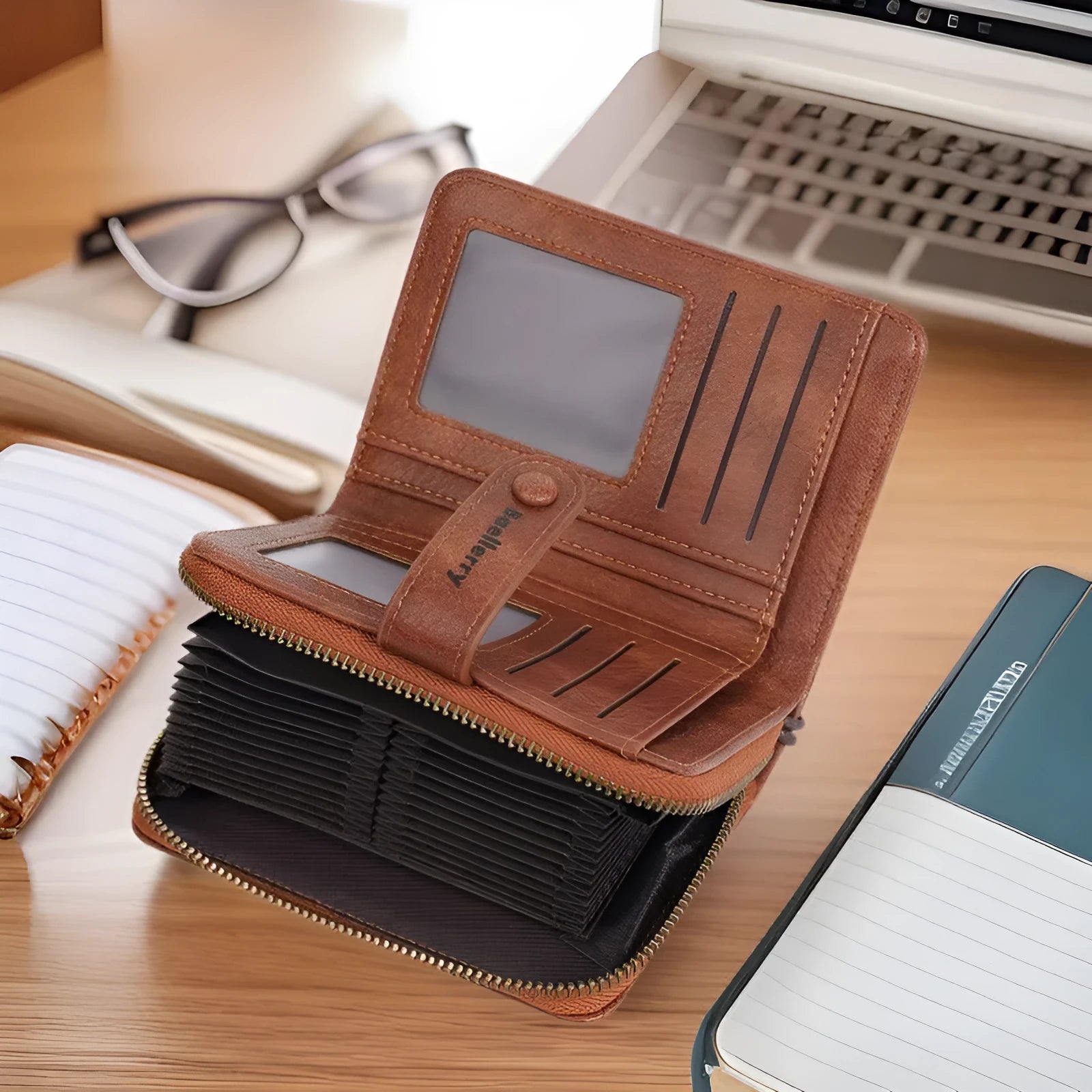 Women's PU leather coin purse with zipper and card slots in multiple colour options