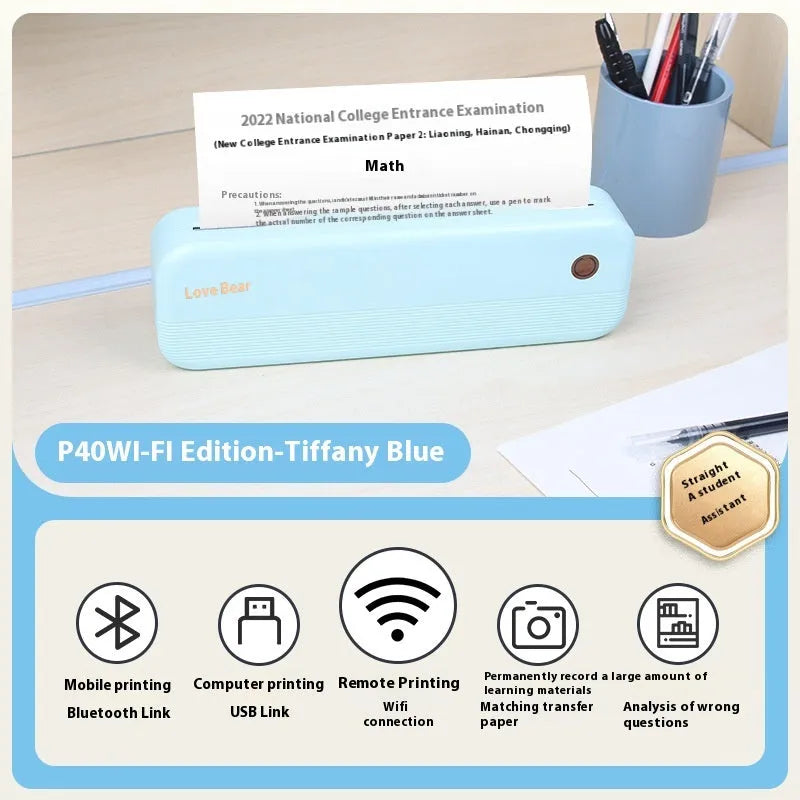 Ailixiong P40 small mini ink-free office portable A4 thermal printer with USB interface