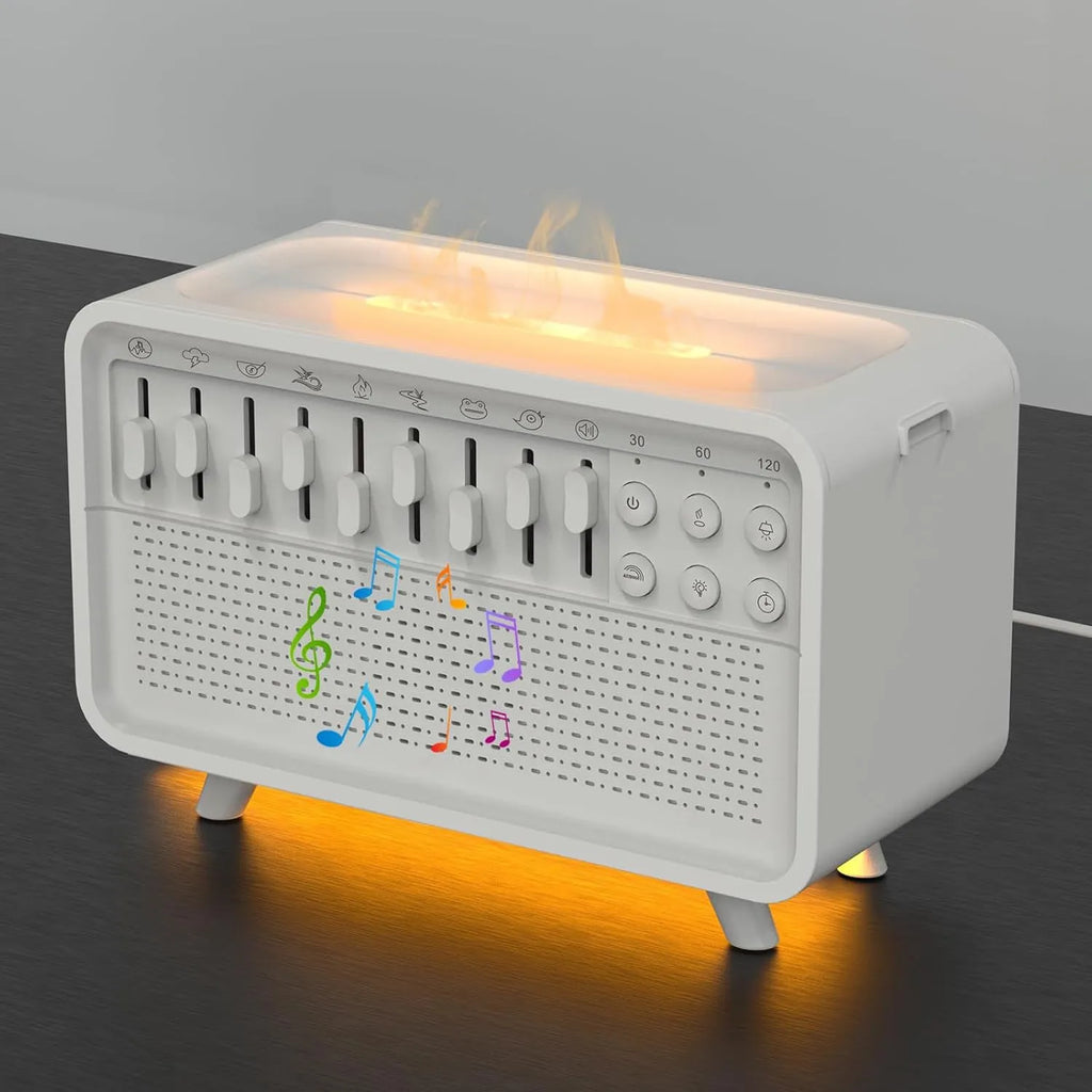 3 in 1 Bluetooth speaker white noise humidifier night light machine in white geometric design