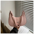 Women's underarm baguette handbag in PU material, dumpling shape, with sewing thread detailing, six colour options