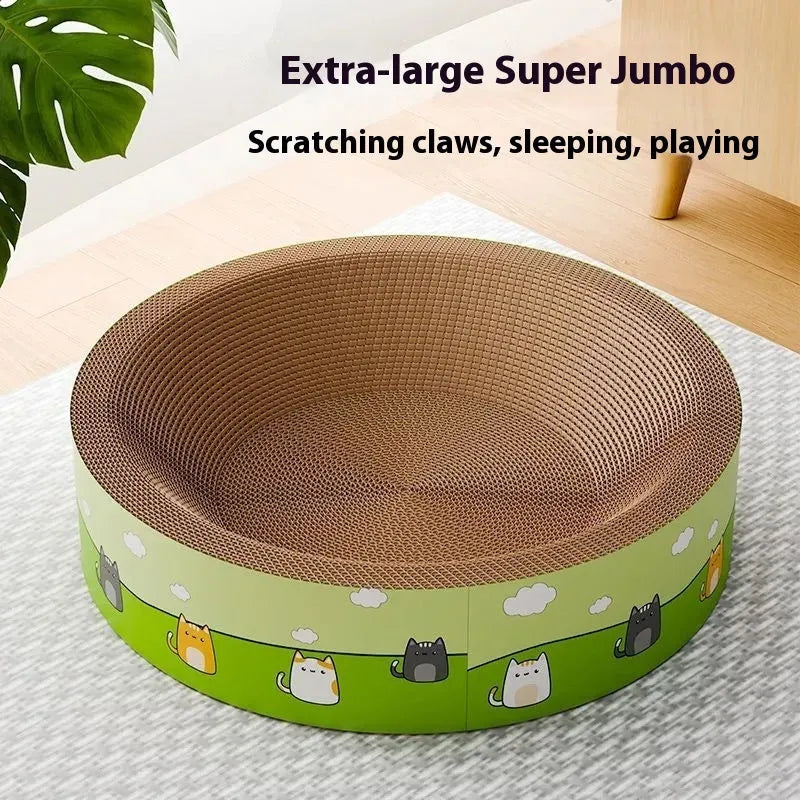 Round deep pit cat scratch board in corrugated paper material, 45cm and 50cm diameter options