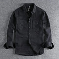 Men's loose fit long sleeve cardigan shirt in polyester fibre showing light grey colour option