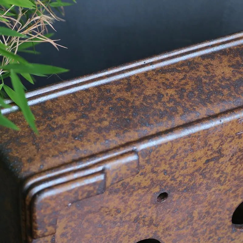 Rectangular purple sand bonsai basin for traditional firewood burning five-line cultivation technique