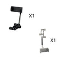 Black ABS plastic mobile phone bracket mounted on car rearview mirror showing smartphone in holder