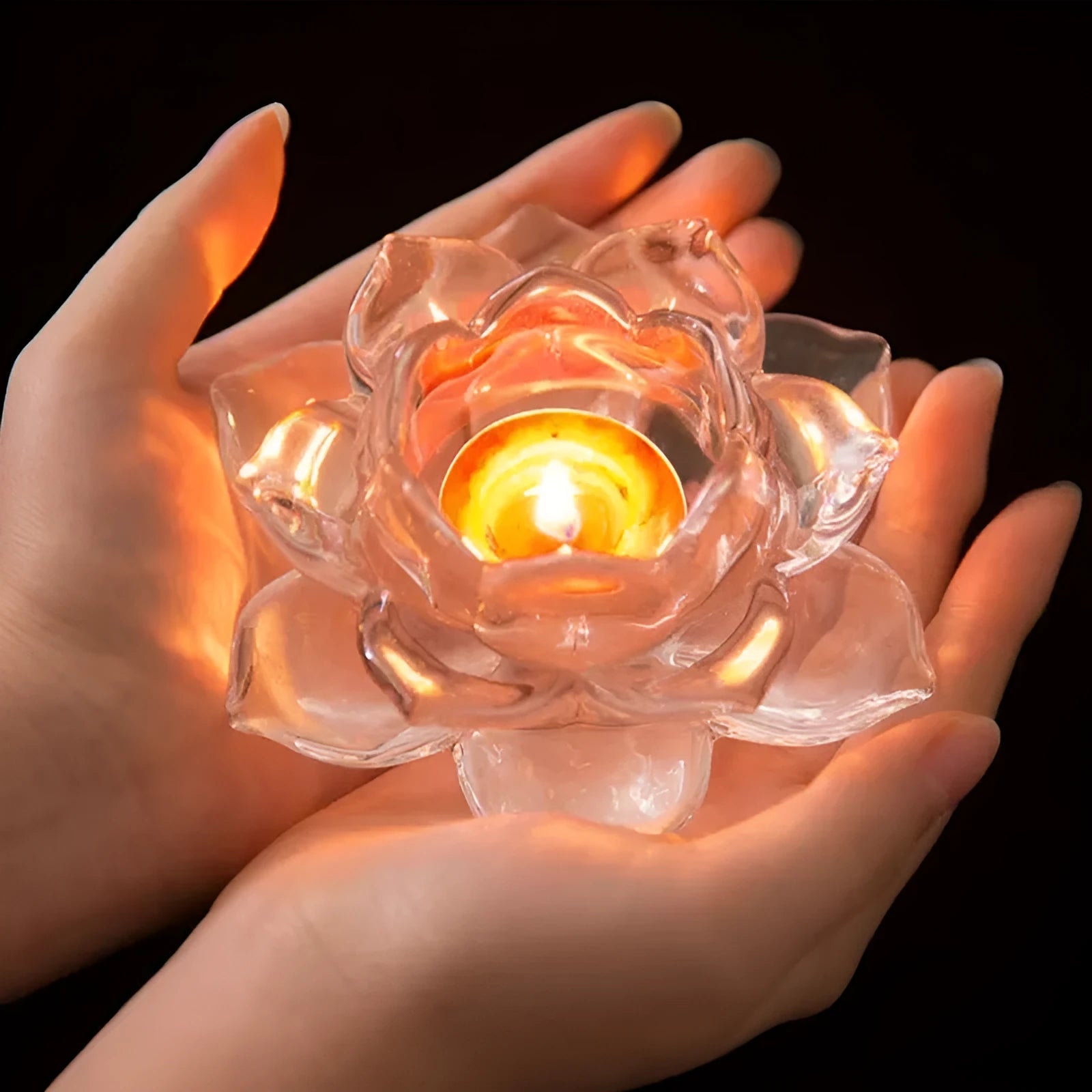 Glass lotus candle cup decorative aromatherapy candle holder with lotus candlestick design