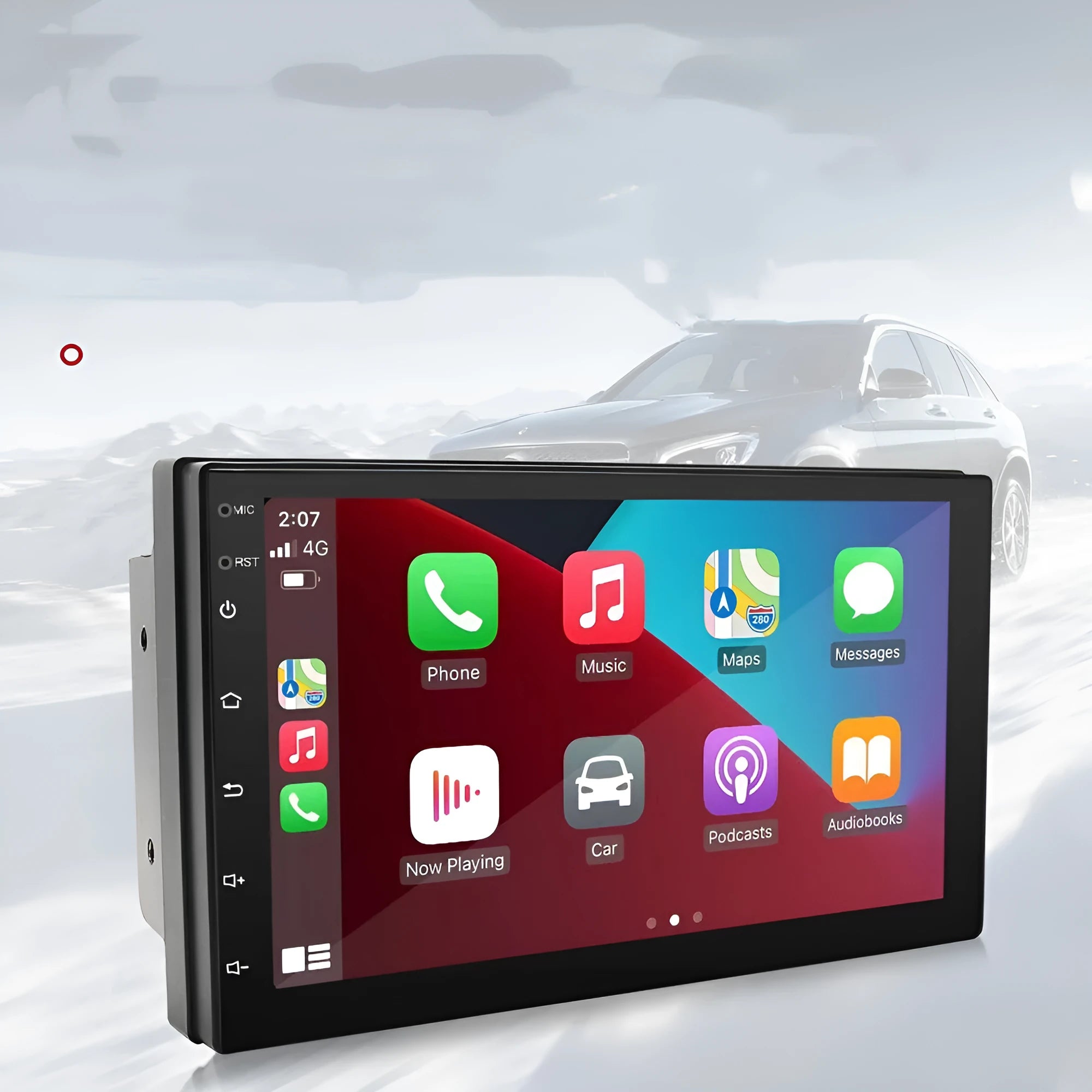 Black universal CarPlay GPS navigation MP5 player with 7-inch touchscreen for manual transmission vehicles