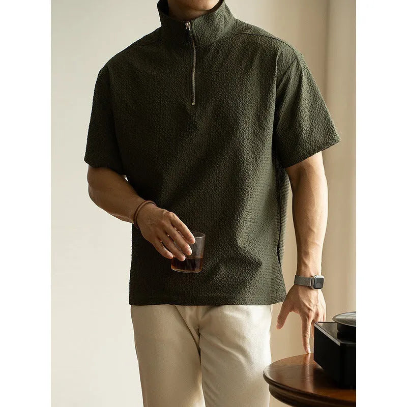 American quick-drying ice silk cool breathable short sleeve T-shirt in cedar green, loose fit