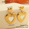 Heart-shaped fritillary earrings with stainless steel construction and 18K gold electroplated finish