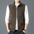 Casual sleeveless waistcoat cardigan in polyester blend available in black, brown, khaki, and grey colours