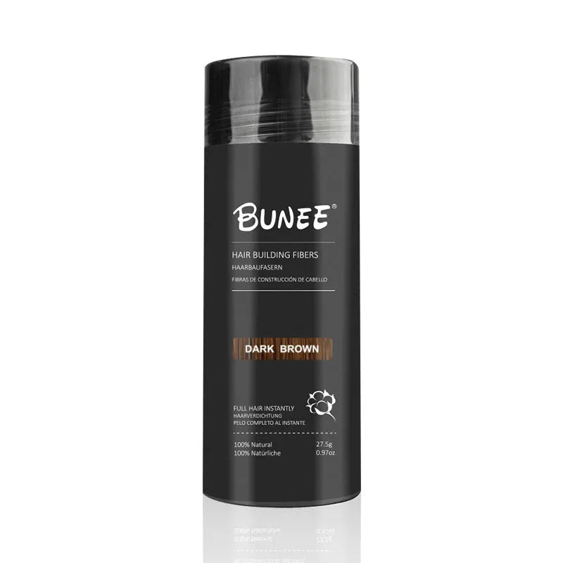 Dense hair fibre powder three-piece set with canister, spray bottle and comb for hair thickening