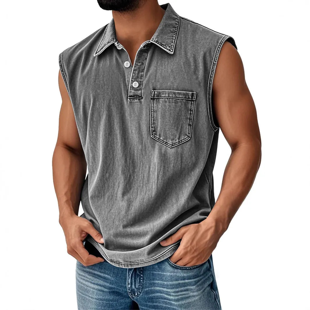 3D digital printed men's button polo shirt short sleeve loose fit polyester fibre leisure top