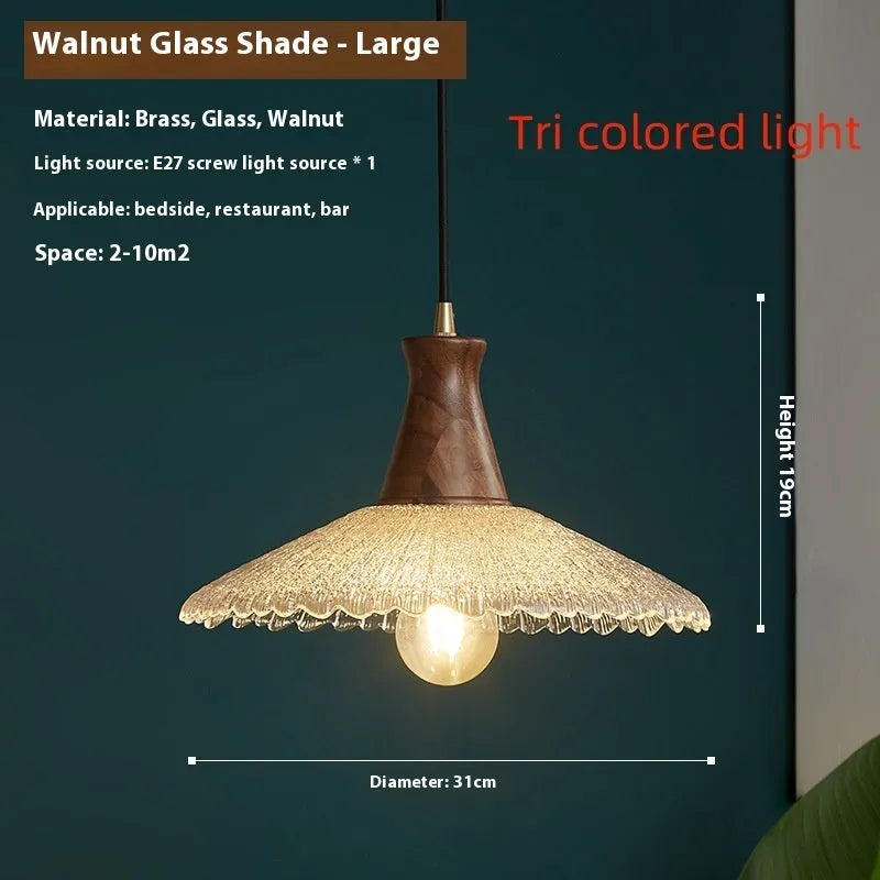 Woodcraft ceiling lamp with glass lampshade and brass electroplated finish in traditional design