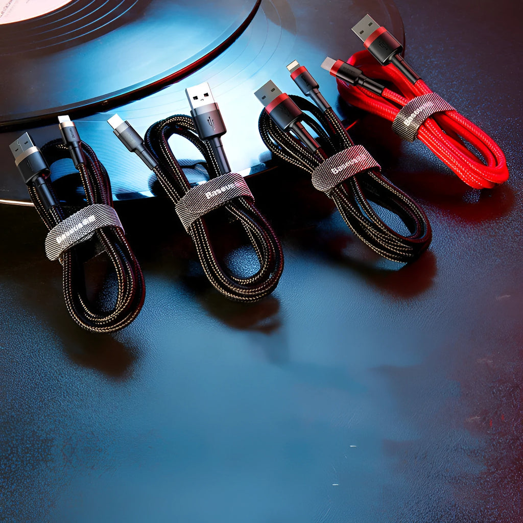 Cafule red shell and red wire 2m USB charging cable for Apple iPhone
