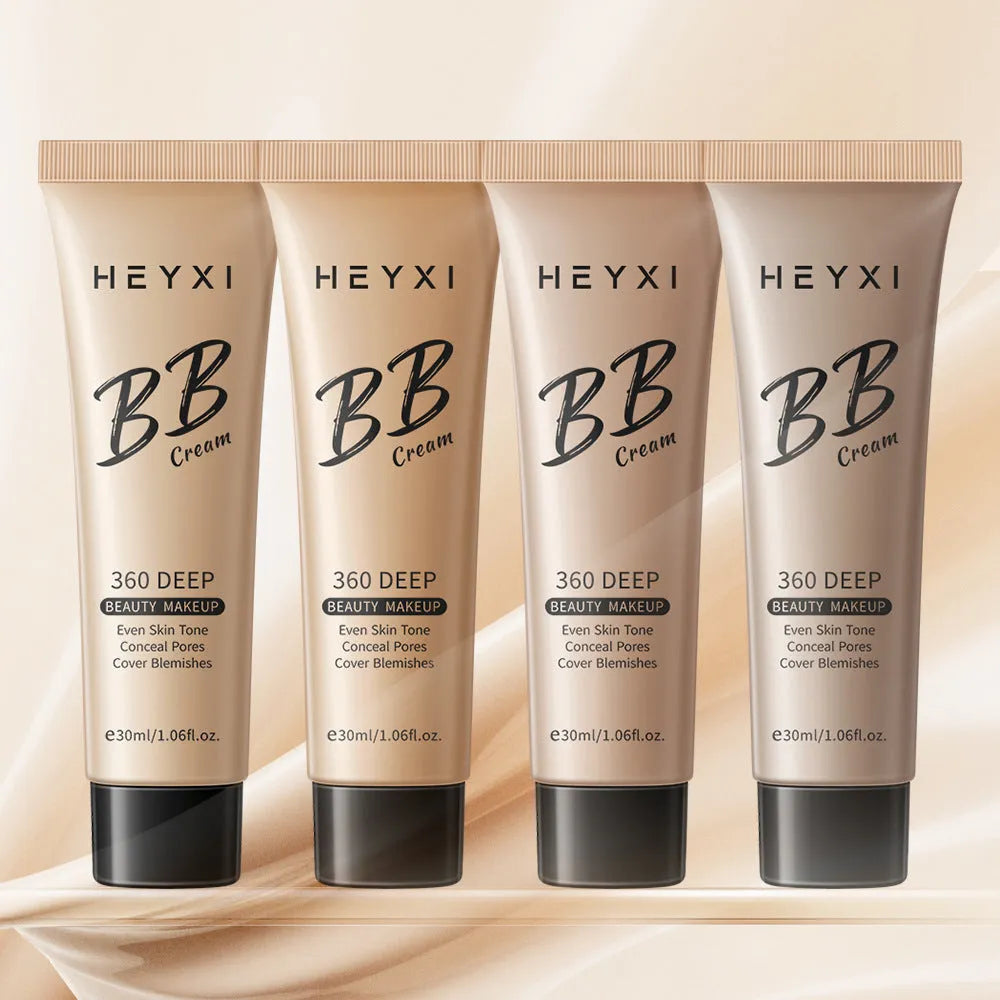 Waterproof sweat-proof BB cream foundation in four shade options with skin care properties