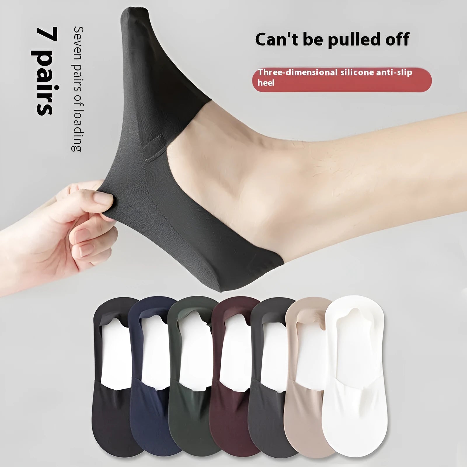 Men's invisible low cut socks in cotton ice silk blend, non-slip design, black colour