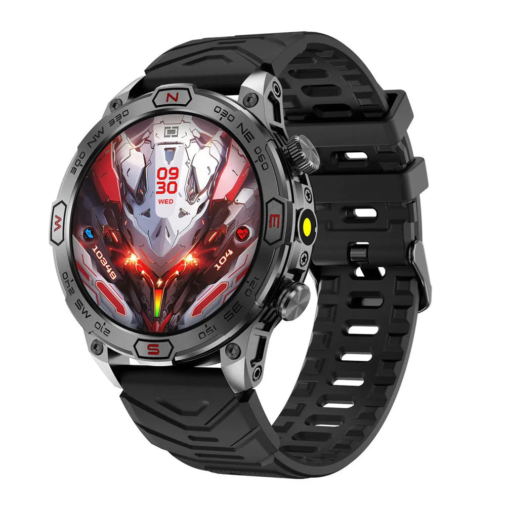 Smart sports watch with AMOLED screen displaying fitness metrics on silicone strap