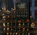 Halloween countdown advent calendar box with blind box compartments containing resin doll collectibles