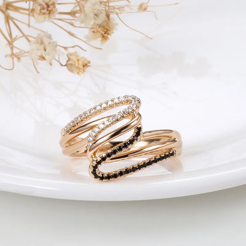 Women's micro-inlaid zircon ring copper electroplating finish colour WK2230