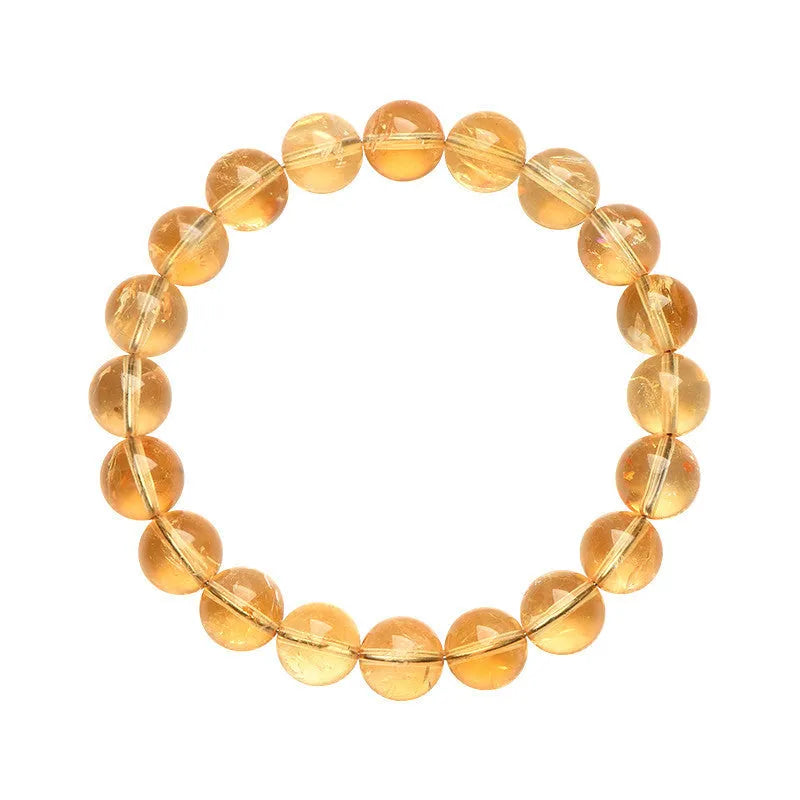 Natural yellow citrine bead bracelet showing geometric Asestelle cutting in both single and three-circle configurations