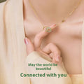 Women's handmade 925 sterling silver bamboo joint peace buckle necklace with pearl element on adjustable O-ring chain, geometric unisex design