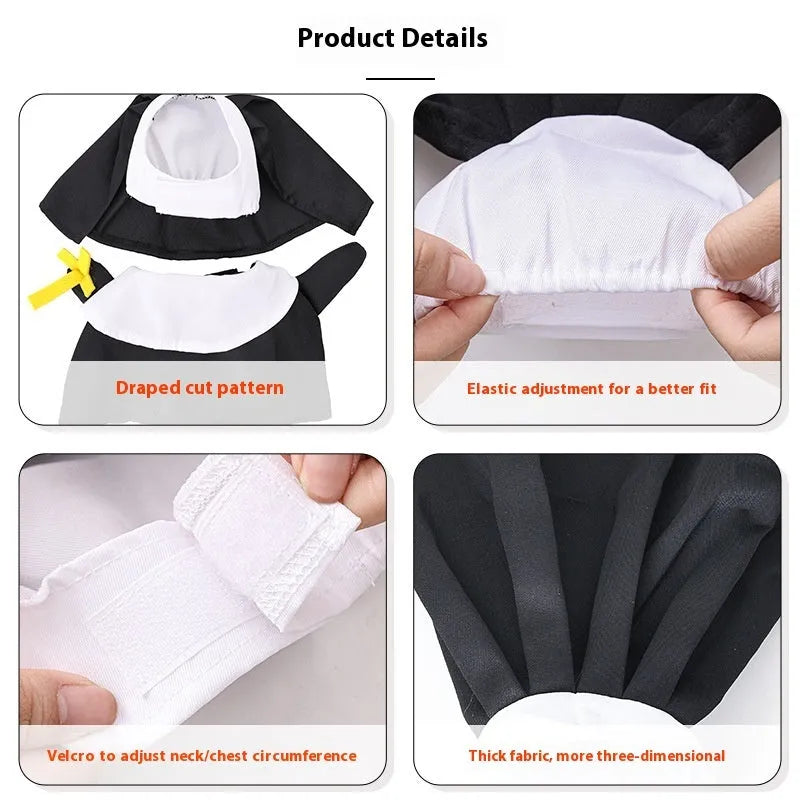 Black polyester nun pet costume for cats and dogs, free size, Halloween dress-up