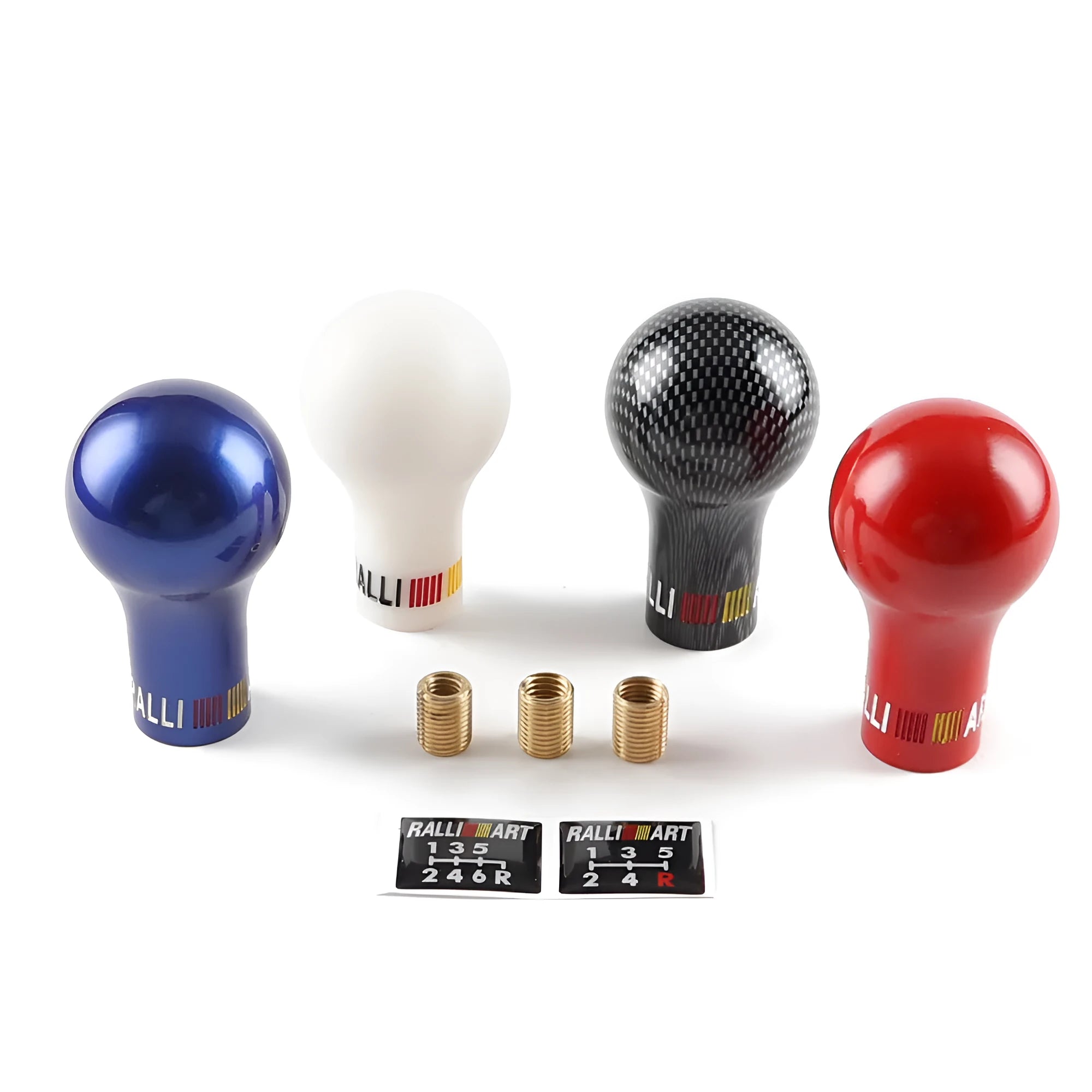Black manual car gear shift knob made of engineering plastic with spherical shape and threaded sleeve adapters