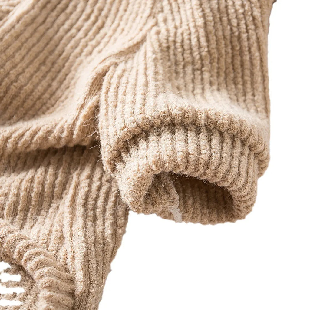 Brown cloth pullover sweater for small dog breeds on a mannequin