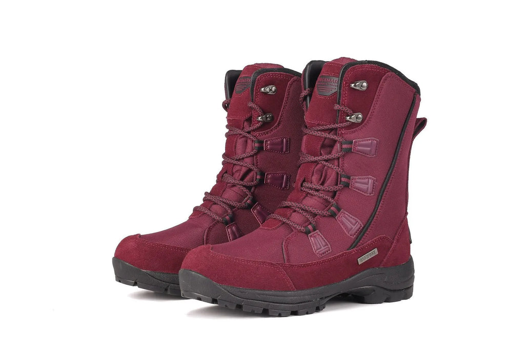 Women's genuine leather snow boots in mid-calf length with round toe and rubber sole