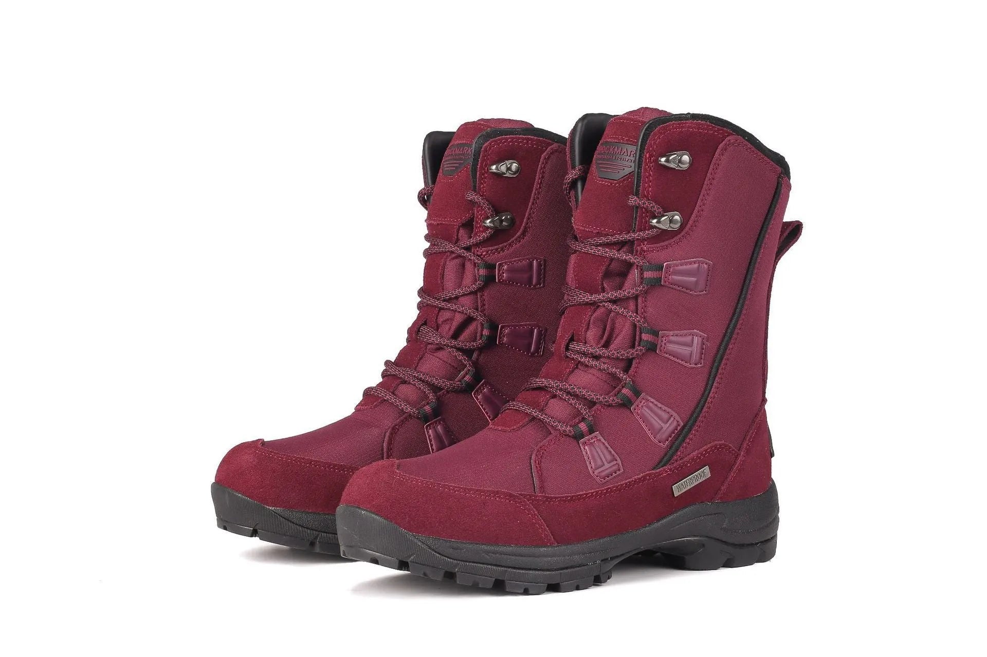 Women's genuine leather snow boots in mid-calf length with round toe and rubber sole
