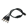 Black 12V monitoring power cable with 4 DC outputs and 5.5mm connectors for CCTV cameras
