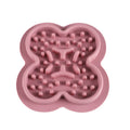 Silicone pet licking pad with textured ridges and non-slip base in assorted colours