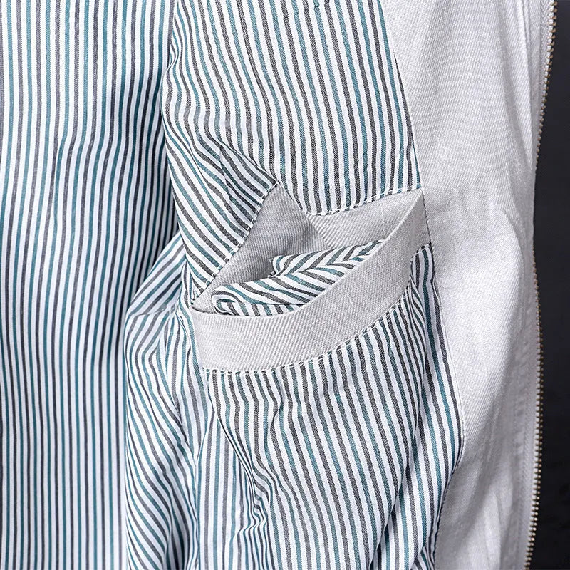 Men's heather grey thin linen jacket with a regular fit, shown on a model.