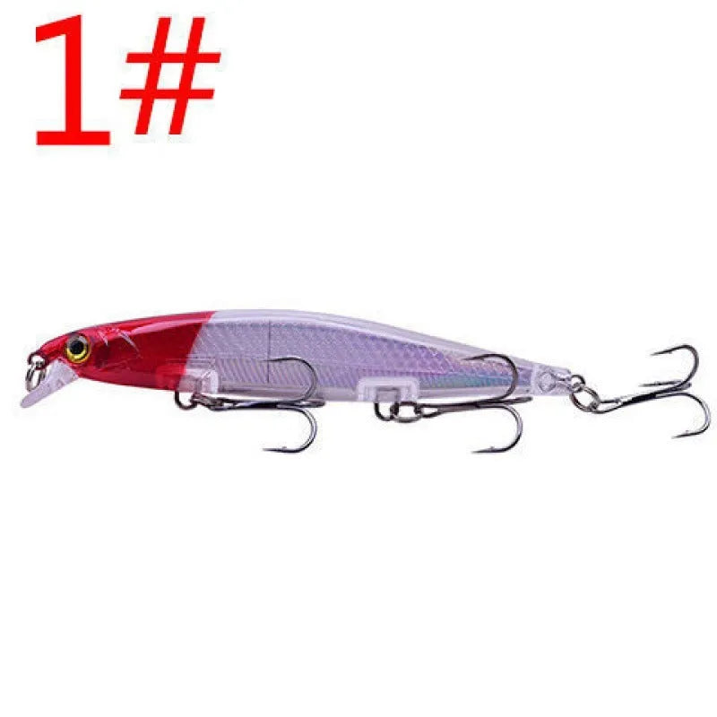 Eight colour options of 11cm 13.5g slow sinking tossing submerged suspended mino lure fishing bait